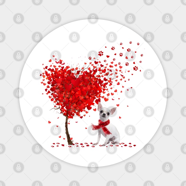 Valentine's Day Heart Tree Love White Chihuahua Magnet by SuperMama1650